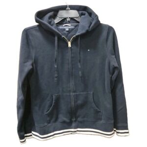 Tommy Hilfiger‎ Women's Zip Hoodie Stripe Jacket Navy Blue Lg